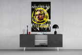 Cobain panel catching lamp light to reveal its Nevermind drift