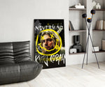 Cobain panel adding editorial weight to a workshop wall