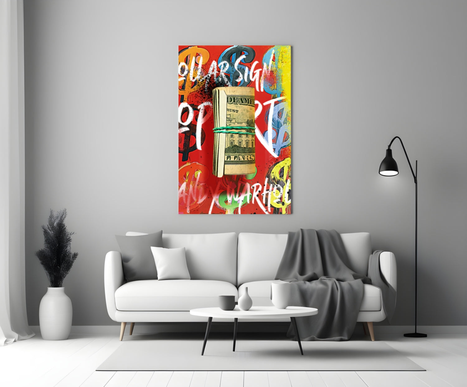 Andy Warhol and Bankroll Glass Wall Art || Designer Collection.