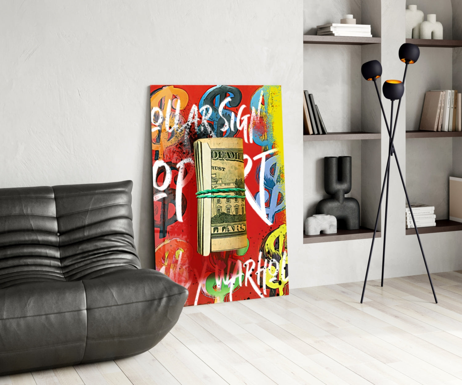 Andy Warhol and Bankroll Glass Wall Art || Designer Collection.