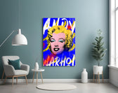 Warhol Marilyn glass wall art styled above a console in a hypebeast wall