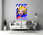 Warhol Marilyn close-up showing mint eyeshadow and pink flush among yellow bananas