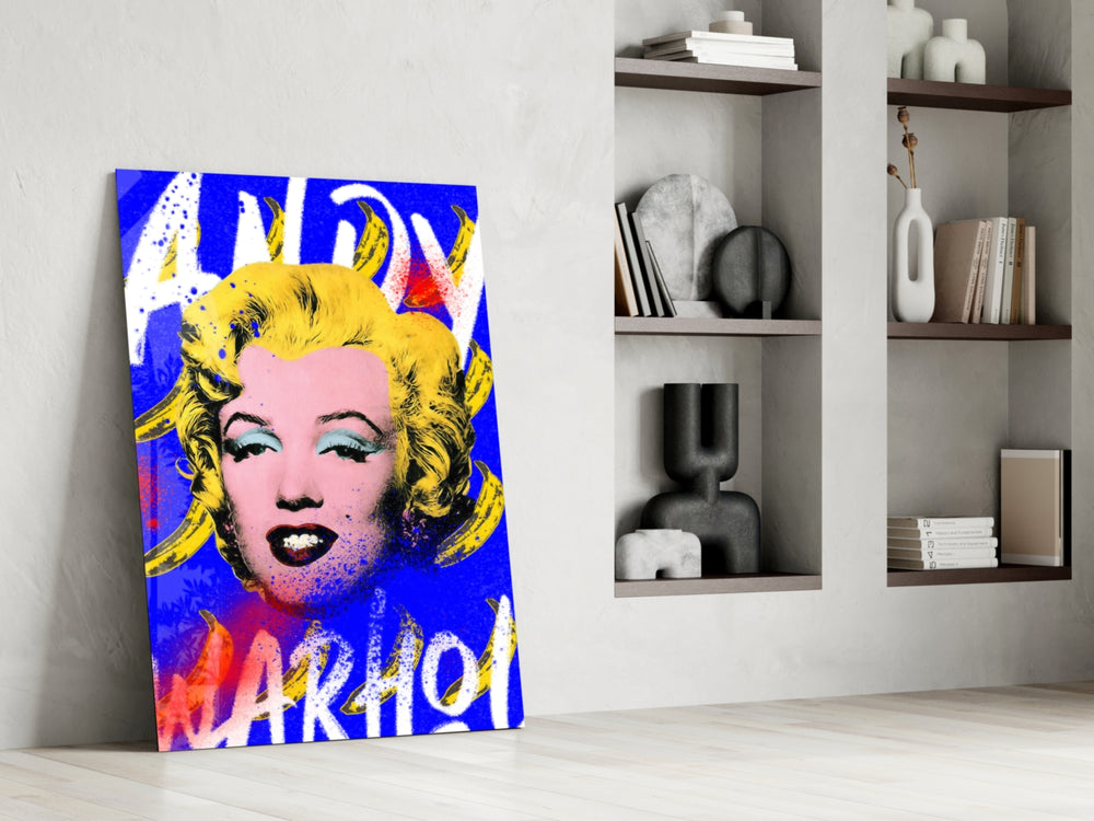 Andy Warhol Marilyn glass print enhancing a salon with pop-art palette