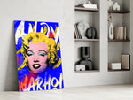 Andy Warhol Marilyn glass print enhancing a salon with pop-art palette