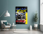 Warhol vs Basquiat glass wall art styled above a console in a hypebeast wall