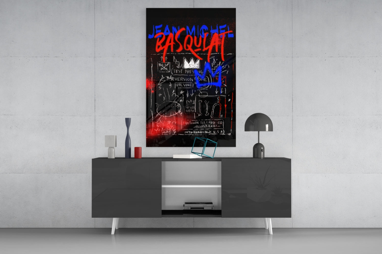 Style of Jean-Michel Basquiat Glass Wall Art || Designer Collection.