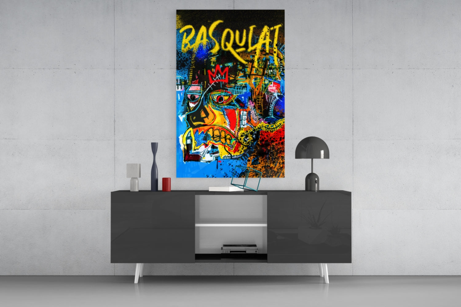 Style of Jean-Michel Basquiat Glass Wall Art || Designer Collection.