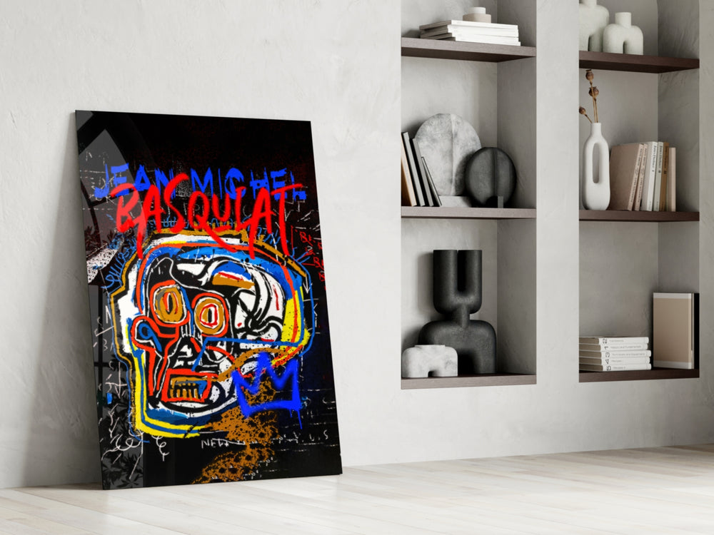 Basquiat-style glass print enhancing a hallway with art-history palette