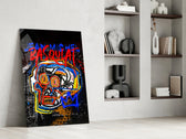 Basquiat-style glass print enhancing a hallway with art-history palette