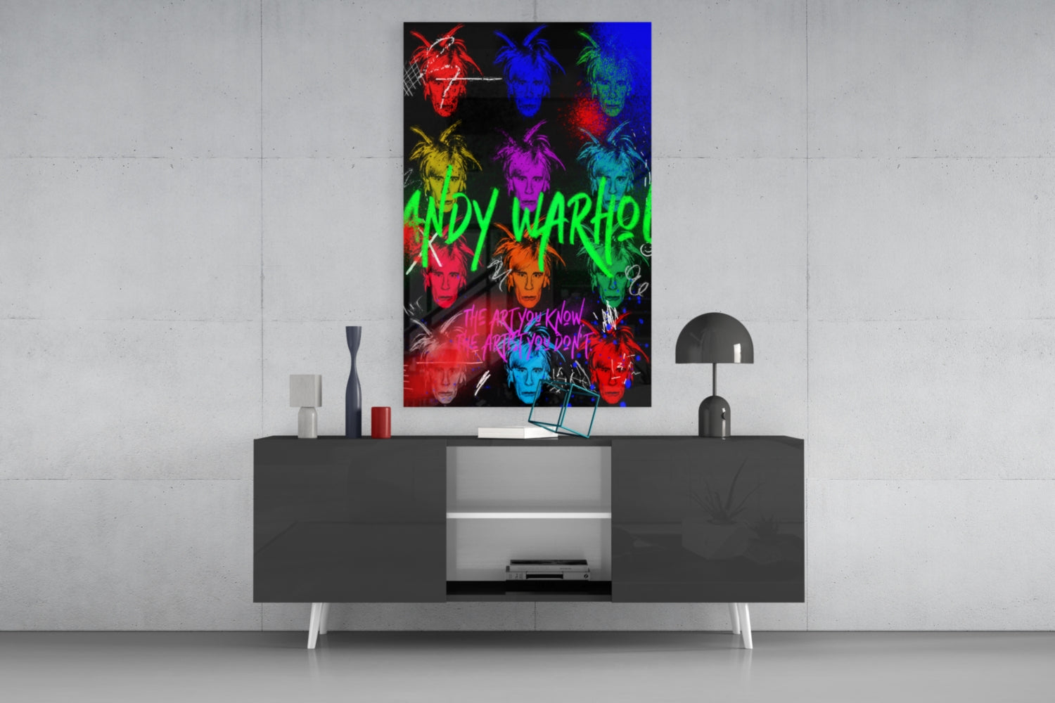 Andy Warhol and Himself Glass Wall Art || Designers Collection.