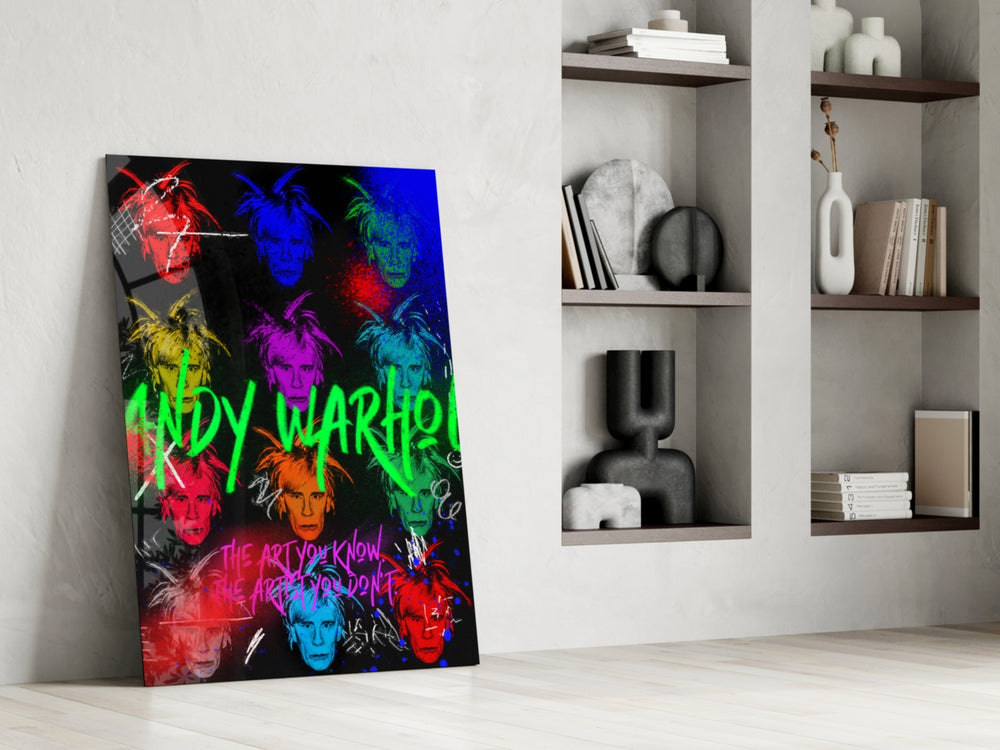 Andy Warhol glass print enhancing a hallway with pop-art palette