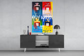 Chanel Warhol panel catching lamp light to reveal its boutique swagger