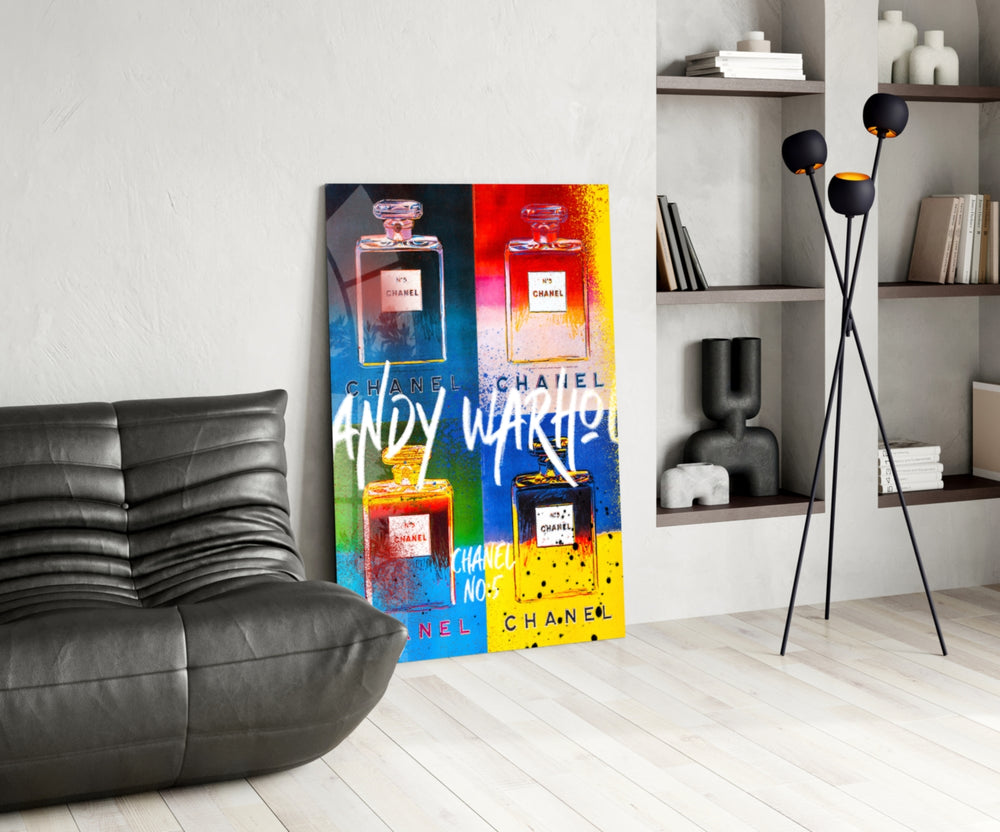 Pop-art panel adding editorial glamour to a salon mirror wall