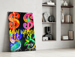 Andy Warhol Dollar glass print enhancing a startup lounge with pop-art palette