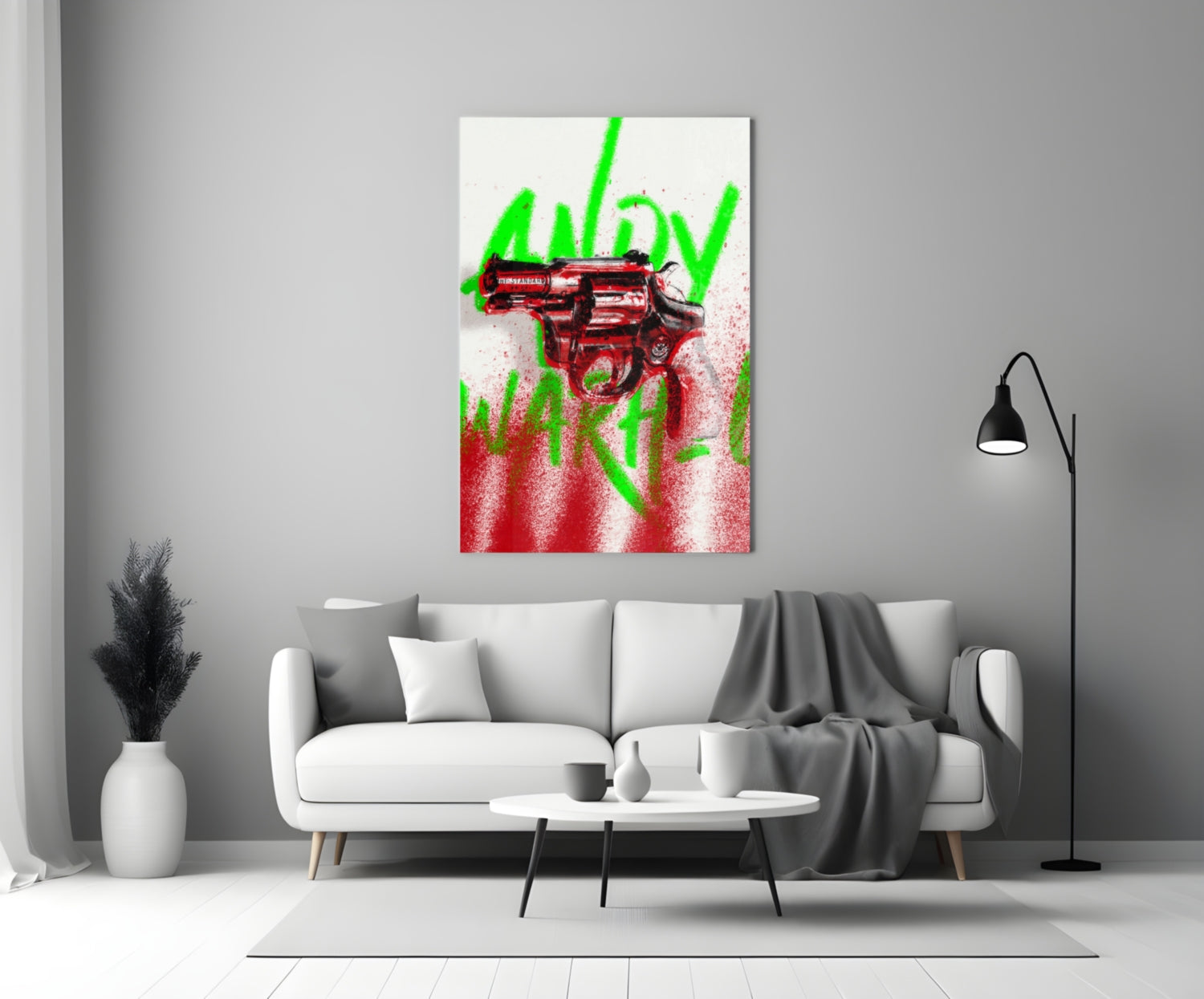 Andy Warhol and Gun Glass Wall Art || Designer Collection.