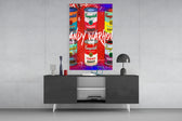 Cans Warhol panel catching lamp light to reveal its kitchen-icon swagger