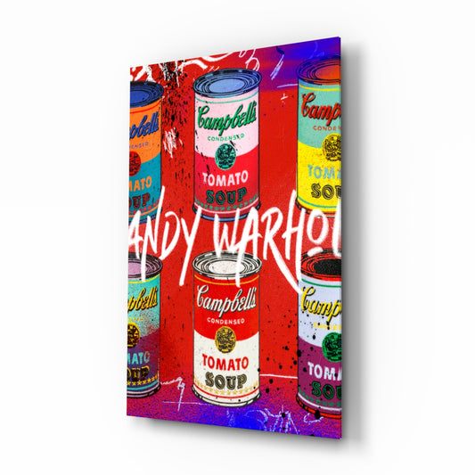 Pop Art Tin Cans Portrait Glass Wall Art || Designer Collection