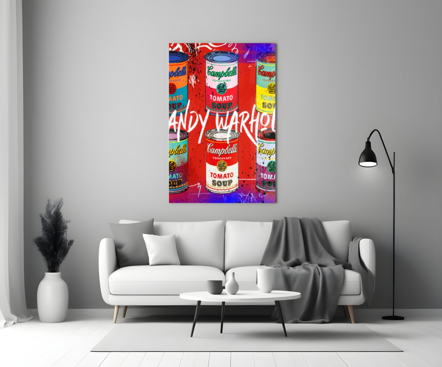 Andy Warhol and Cans Glass Wall Art || Designer Collection.