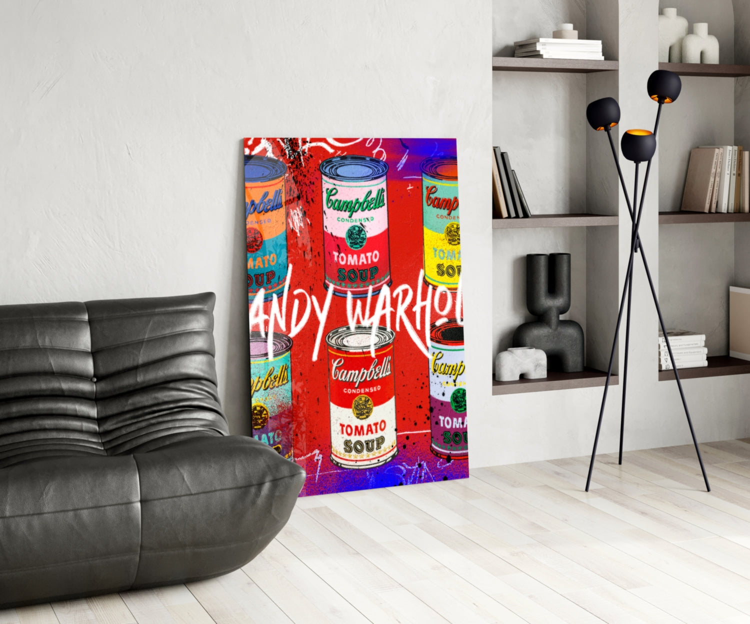 Andy Warhol and Cans Glass Wall Art || Designer Collection.