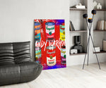 Pop-art panel adding editorial drama to a breakfast nook