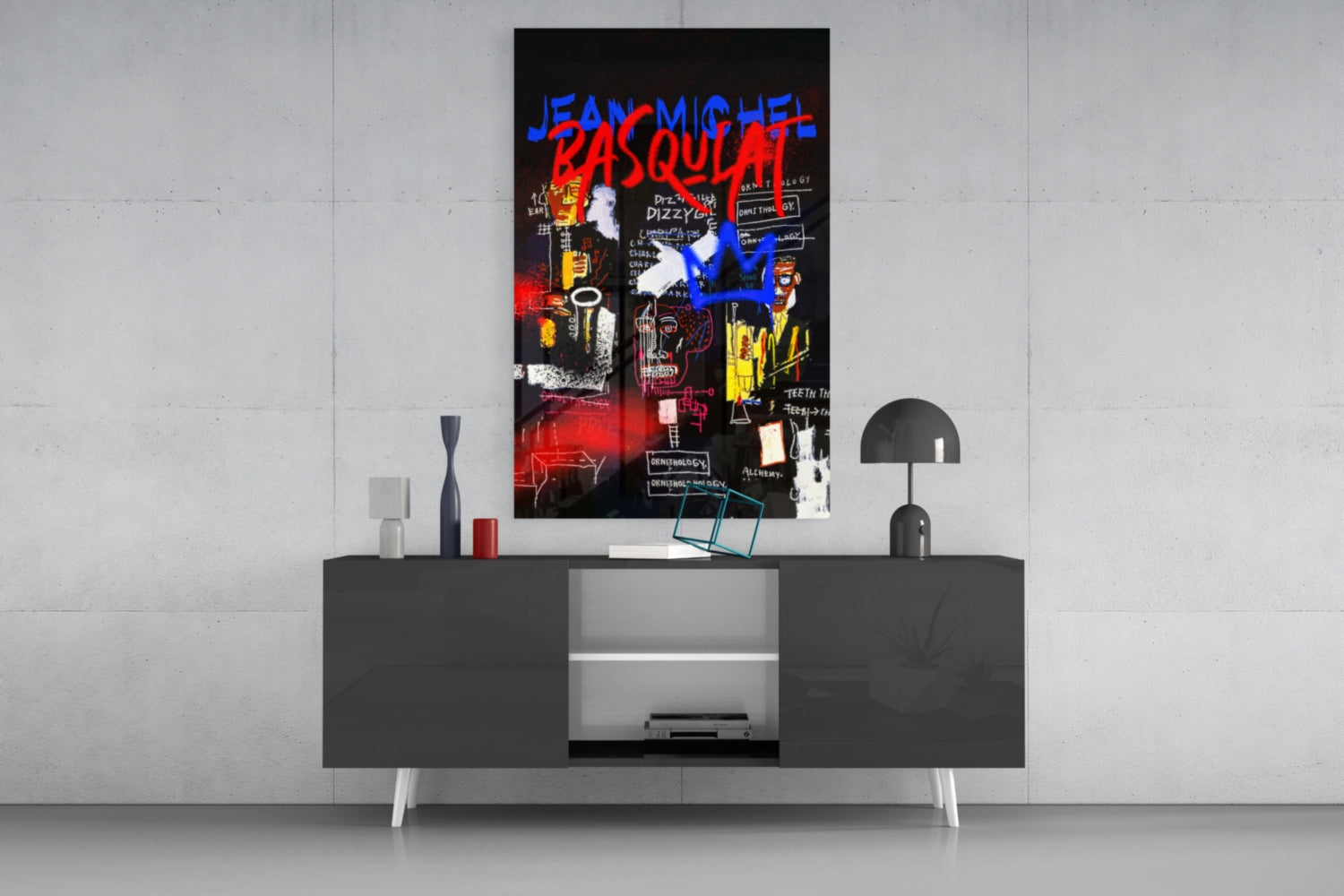 Style of Jean-Michel Basquiat Glass Wall Art || Designer Collection.