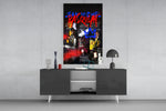 Basquiat-style panel catching lamp light to reveal its bebop pulse