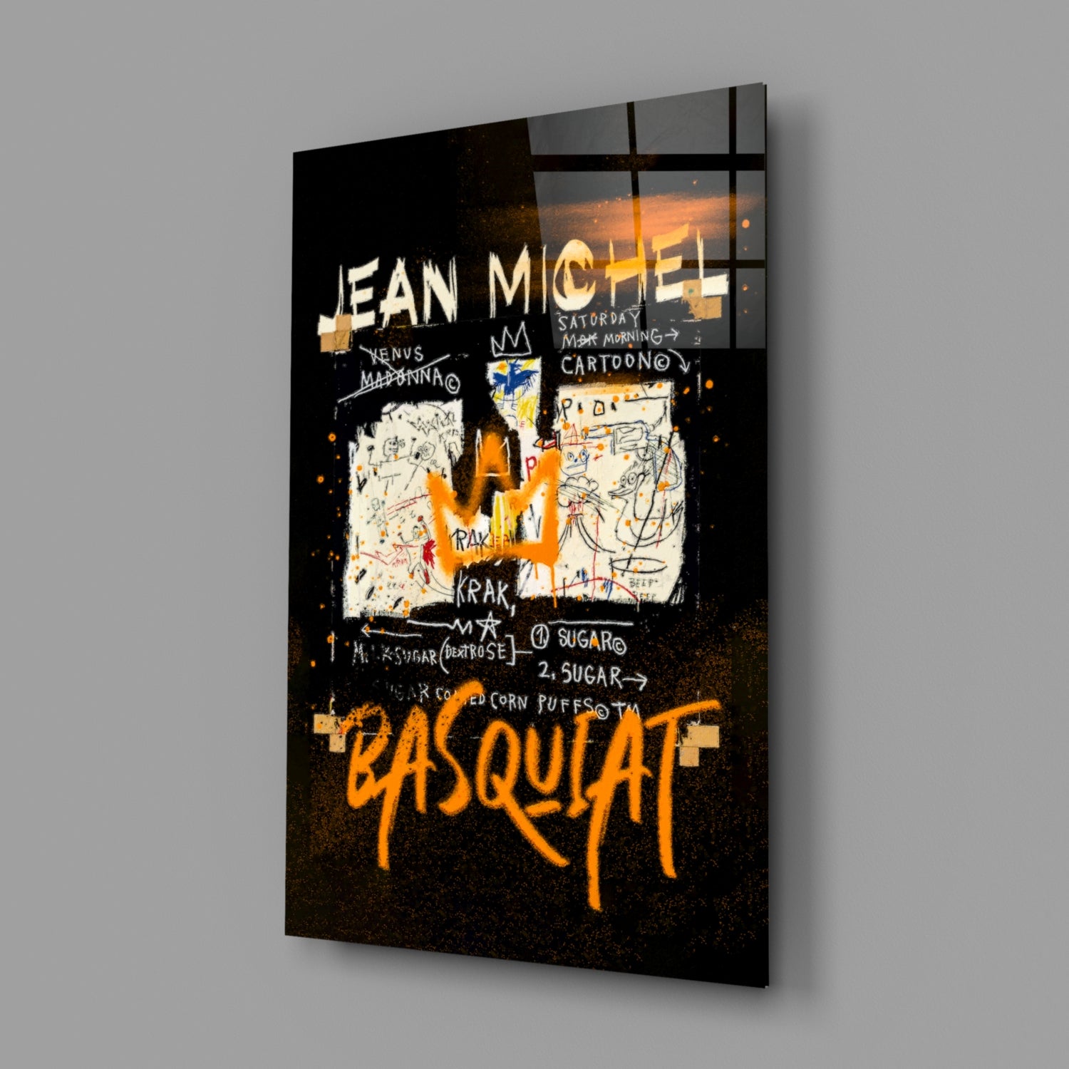 Style of Jean-Michel Basquiat Glass Wall Art || Designer Collection.