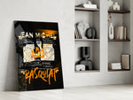 Basquiat-style glass print enhancing a hallway with art-history palette