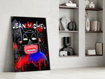 Basquiat-style glass print enhancing a hallway with art-history palette