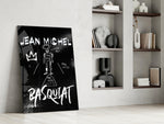 Basquiat-style glass print enhancing a hallway with art-history palette