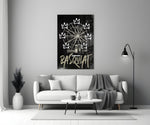 Banksy Basquiat close-up showing stencil ferris wheel and seven white crowns