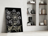 Banksy Basquiat glass print enhancing a hallway with art-history palette