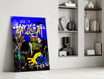 Basquiat-style glass print enhancing a hallway with art-history palette