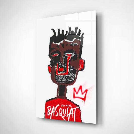 Neo-Expressionist Crown Graffiti Glass Wall Art || Designer Collection