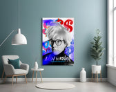 Andy Warhol glass wall art styled above a console in a hypebeast wall
