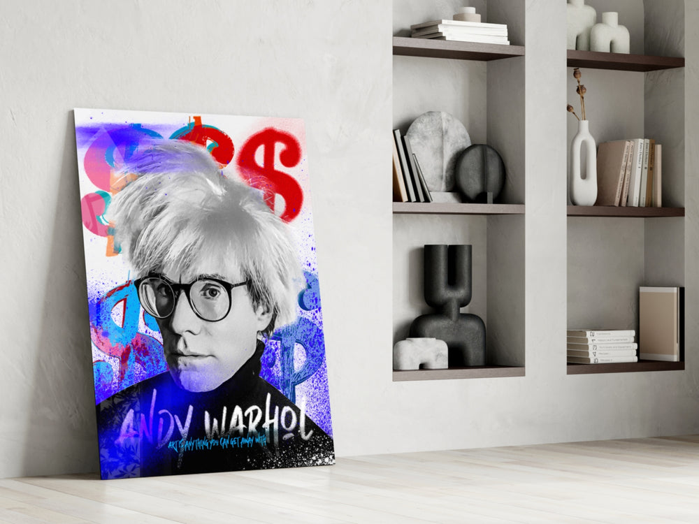 Andy Warhol glass print enhancing a hallway with pop-art palette