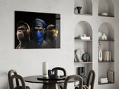 Wise Monkeys panel adding editorial drama to a teen lounge wall