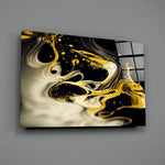 Fluid-art panel bringing molten elegance to a contemporary dining room