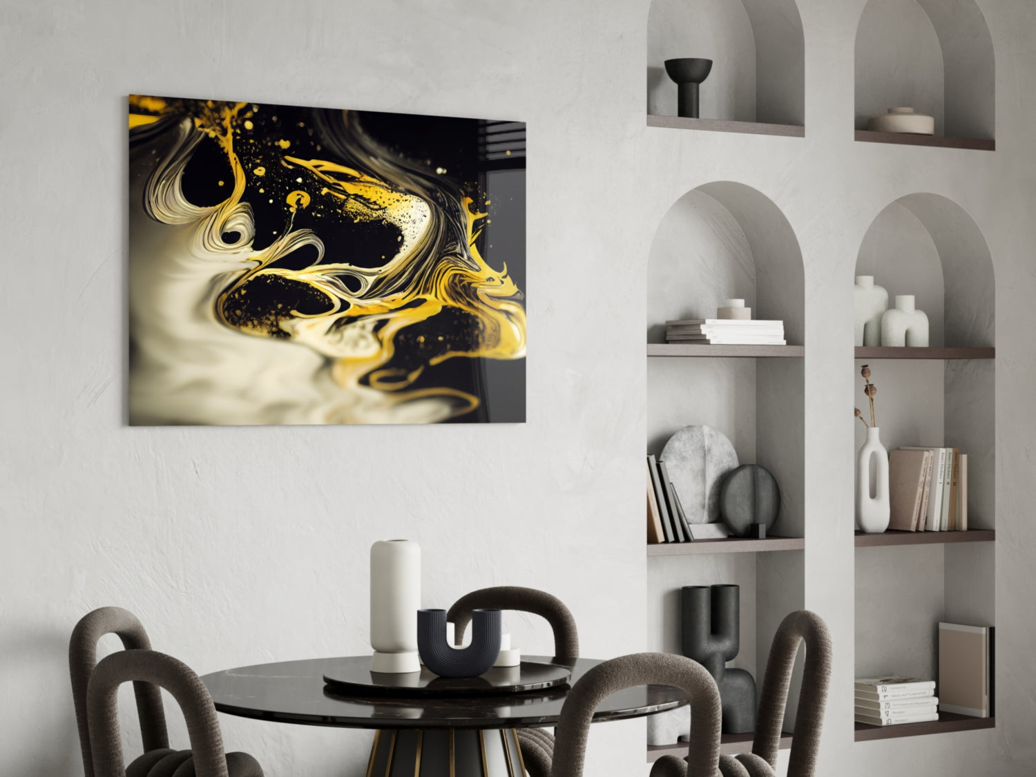 Golden Splash Glass Wall Art || Designer Collection.