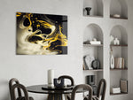 Golden Splash panel adding editorial drama to a hallway