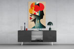 Geometric Thoughts panel catching lamp light to reveal its modernist poise
