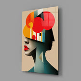 Geometric-portrait panel bringing modernist poise to a contemporary study