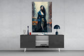 Stand Womanly panel catching lamp light to reveal its painterly hush