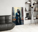 Stand Womanly panel adding editorial pulse to a salon mirror wall