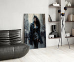 Walk Womanly panel adding editorial pulse to a salon mirror wall