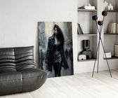 Walk Womanly panel adding editorial pulse to a salon mirror wall