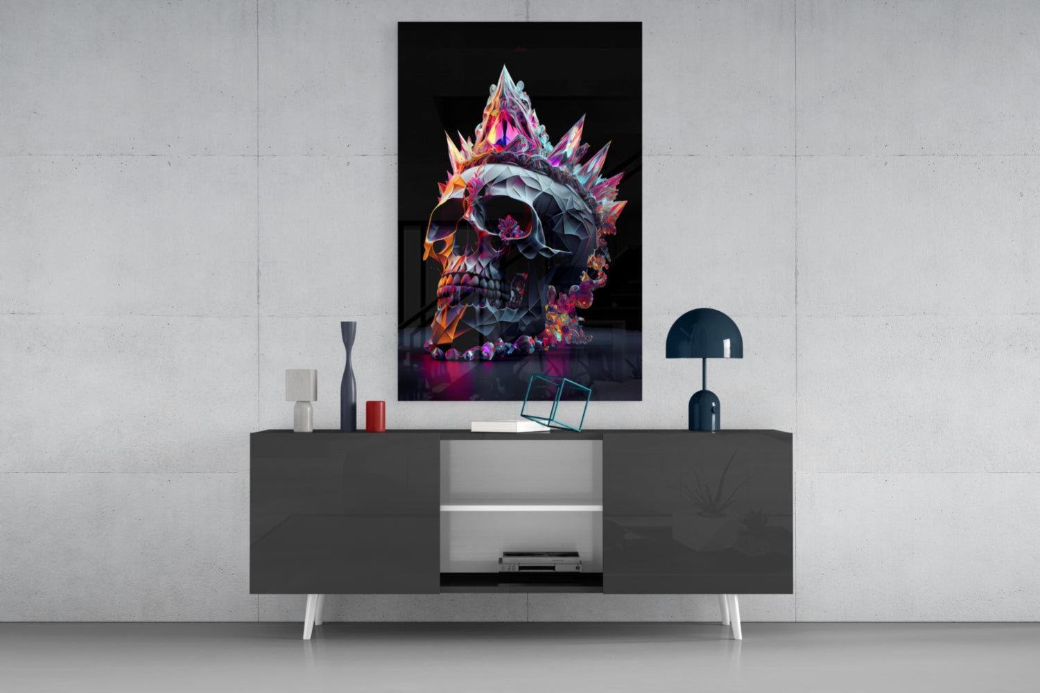 Diamond Skull Glass Wall Art || Designers Collection.