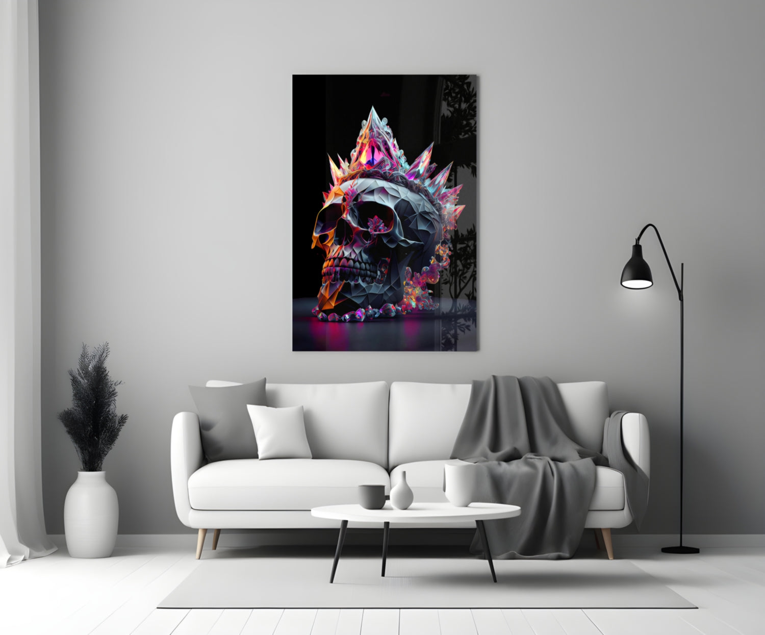 Diamond Skull Glass Wall Art || Designers Collection.