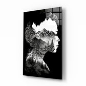 Forest in my Mind glass wall art displayed above a low dresser in a serene master bedroom