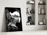 Forest in my Mind glass print enhancing a hallway with contemplative palette